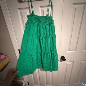 Green Eyelet Sleeveless Sun Dress